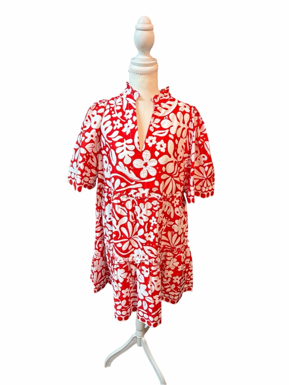 Coastal Resort Retro Floral Ruffle Sugarlips Dress Size Small